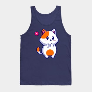 Cute Cat Shy Cartoon Tank Top